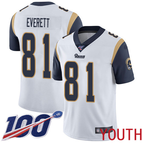 Los Angeles Rams Limited White Youth Gerald Everett Road Jersey NFL Football #81 100th Season Vapor Untouchable
